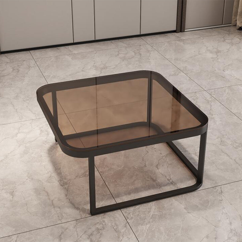 Square Coffee Table Glass Top Nesting Coffee Table Set for Living Room