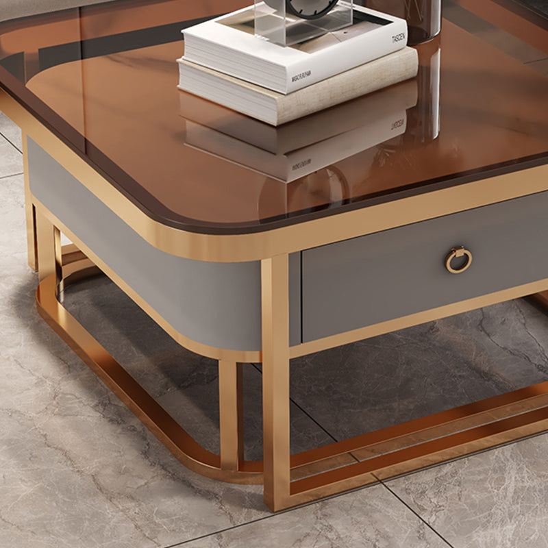 Square Coffee Table Glass Top Nesting Coffee Table Set for Living Room