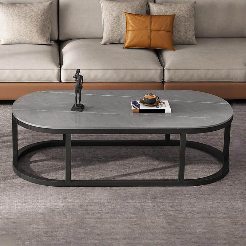Slate Coffee Table Oval Nesting Coffee Table Set with Metal Legs