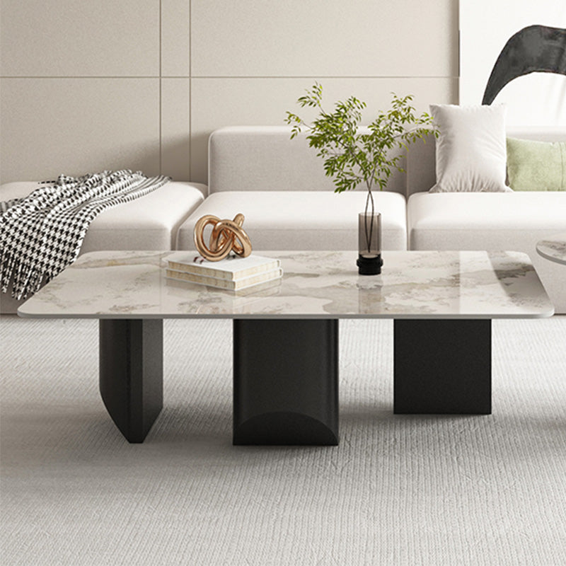 Slate Rectangular Coffee Table Metal Legs Coffee Cocktail Table
