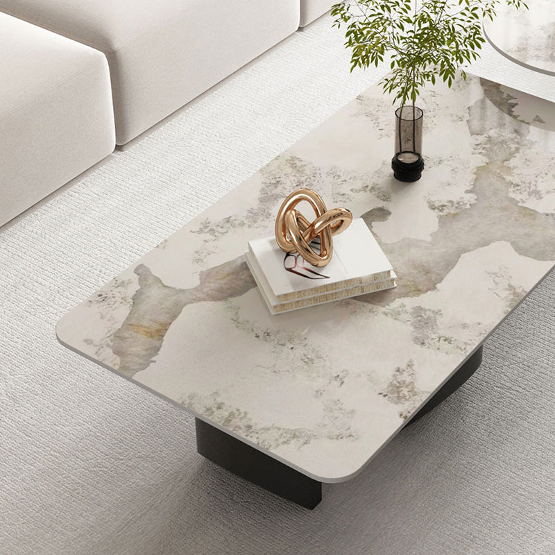 Slate Rectangular Coffee Table Metal Legs Coffee Cocktail Table