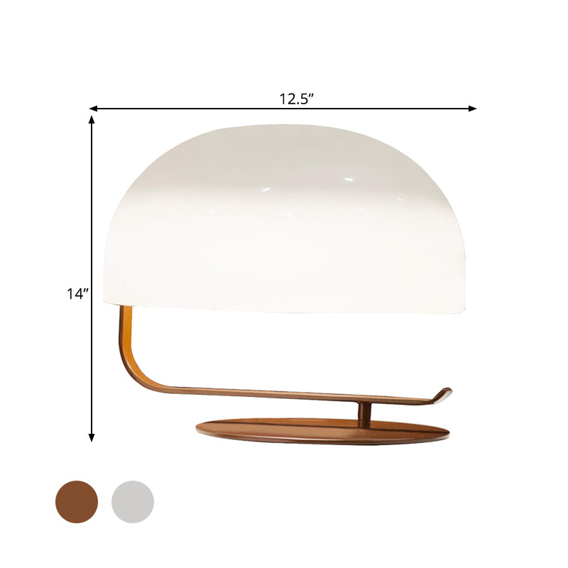 Lampada da comodino postmoderna a forma di fungo, lampada da scrivania metallizzata a 1 testa per camera da letto in bianco/marrone