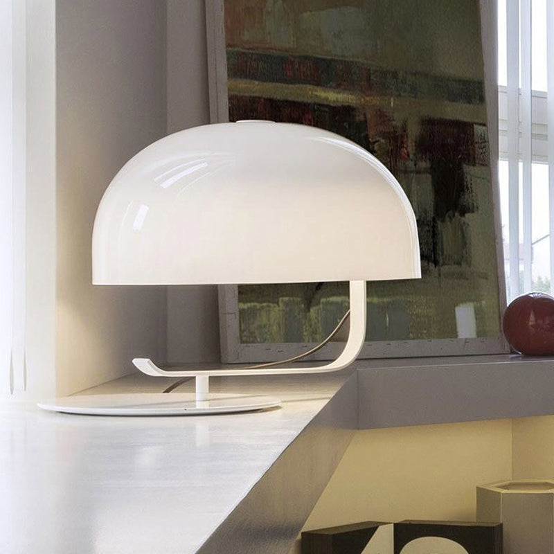 Lampada da comodino postmoderna a forma di fungo, lampada da scrivania metallizzata a 1 testa per camera da letto in bianco/marrone