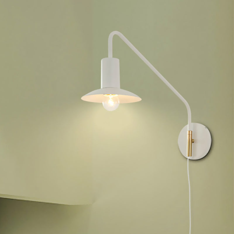 Wide Flare Bedroom Wall Lighting Fixture Metallic 1-Light Modernism Sconce Light in White