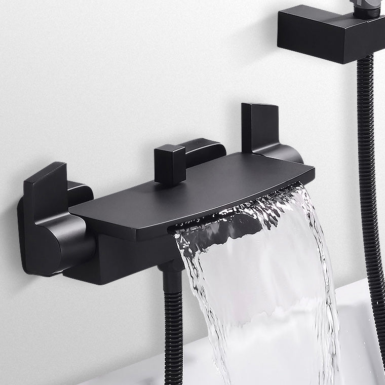 Modern Bathroom Faucet Two Handle Copper Wall Mounted Bath Faucet Trim