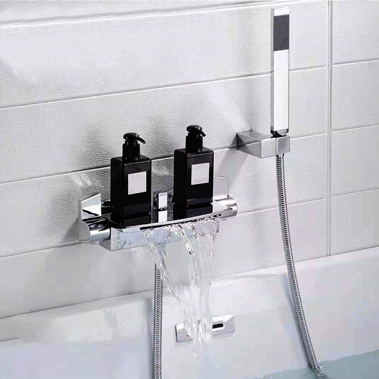 Modern Bathroom Faucet Two Handle Copper Wall Mounted Bath Faucet Trim