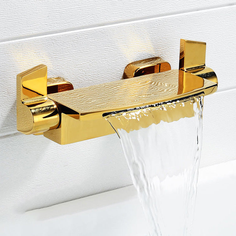 Modern Bathroom Faucet Two Handle Copper Wall Mounted Bath Faucet Trim