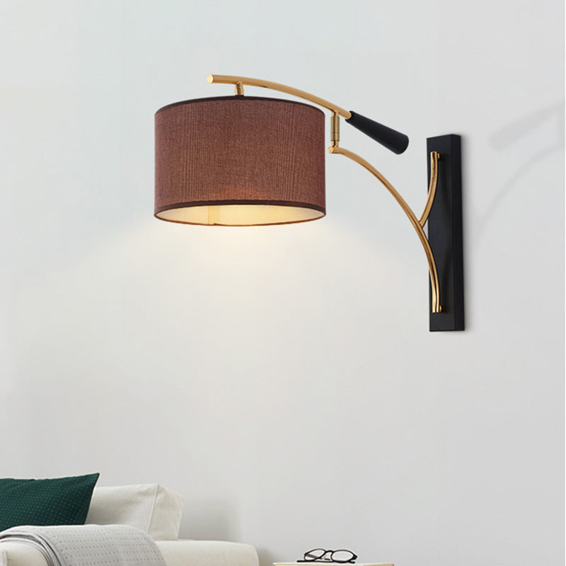 Trommelschaduw wandlamp moderne stijl stof 1 hoofd slaapkamer wandverlichting ideeën in vlas/koffie