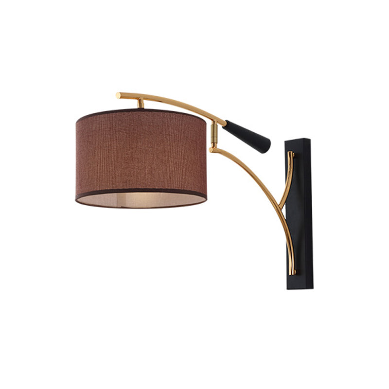 Trommelschaduw wandlamp moderne stijl stof 1 hoofd slaapkamer wandverlichting ideeën in vlas/koffie