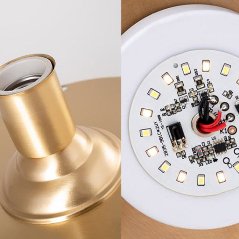 Round Shape Metal Outdoor Light Modern 1 Light Solar Pillar Lamp in Brass