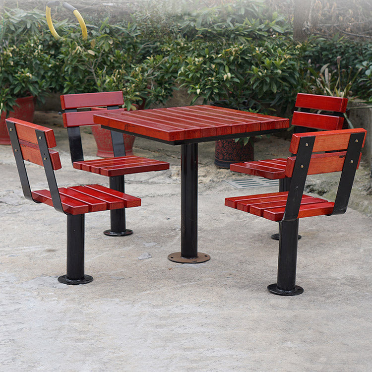 Solid Wood Outdoor Dining Table Industrial Water Resistant Patio Table