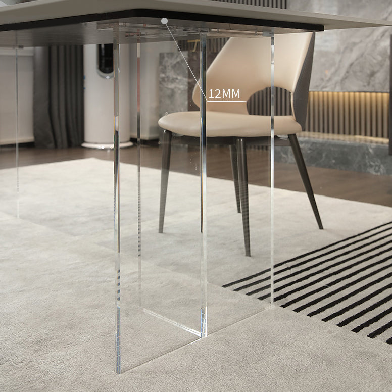 Glam Dining Table Set 1/2/5/7 Pieces with Acrylic Base Kitchen Furniture Set