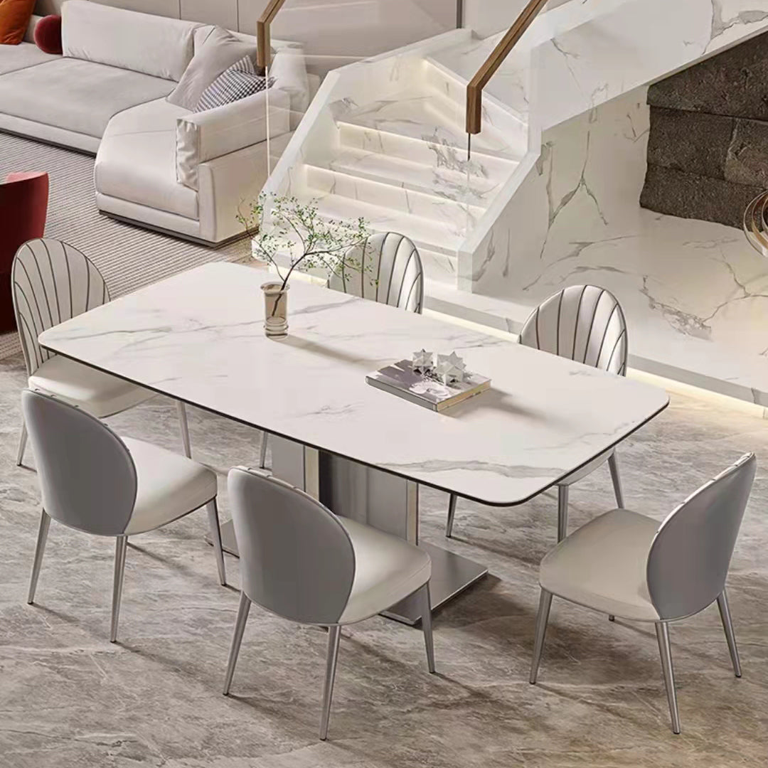 Kitchen Dining Set with White Chairs 1/5/6/7 Pieces Modern Dinette Set