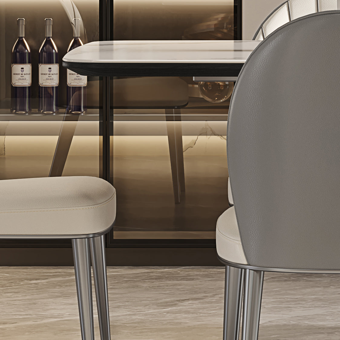 Kitchen Dining Set with White Chairs 1/5/6/7 Pieces Modern Dinette Set