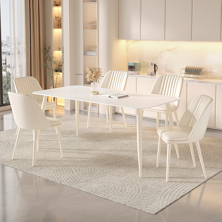 Rectangle 1/2/5/7 Pieces Furniture Sintered Stone Dining Set in White