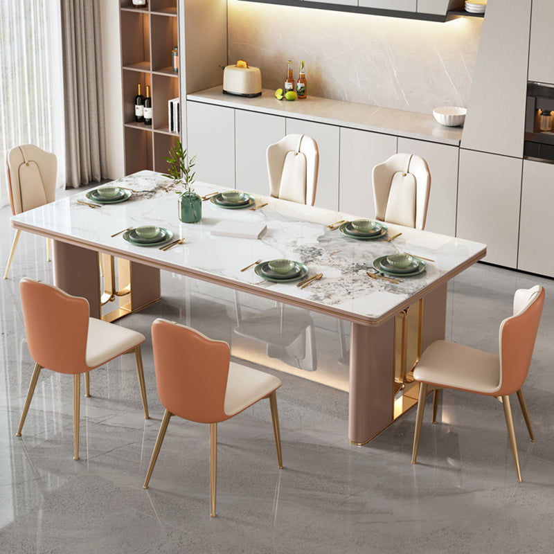 Modern 1/4/5/6/7 Pieces Dining Table Rectangle Stone Furniture in White