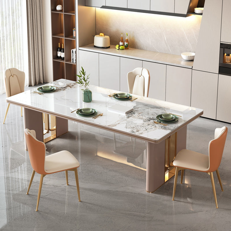 Modern 1/4/5/6/7 Pieces Dining Table Rectangle Stone Furniture in White
