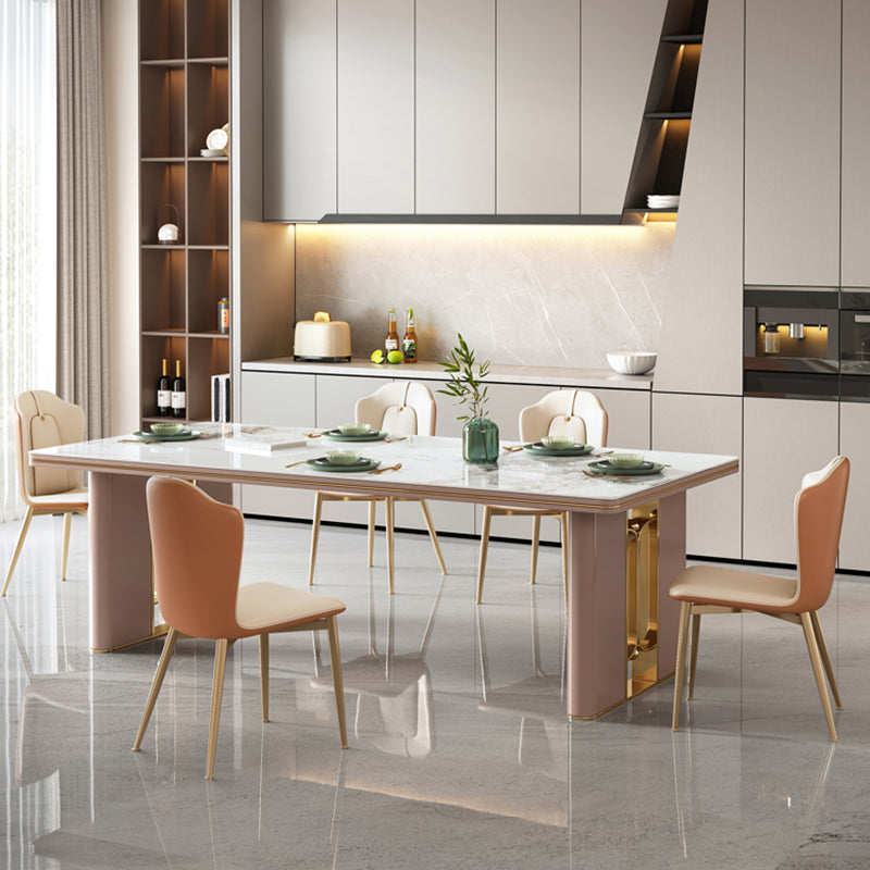 Modern 1/4/5/6/7 Pieces Dining Table Rectangle Stone Furniture in White
