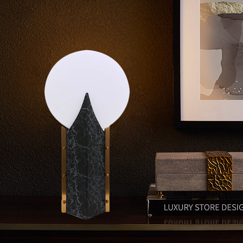 Panneau rond acrylique Light Light Modern 1 Light Black Creative Table Lampe avec base en acier inoxydable