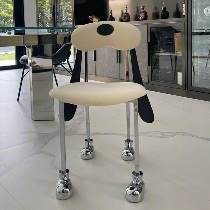 Stainless Steel Frame Armless Dining Chair Upholstered Side Chair for Home