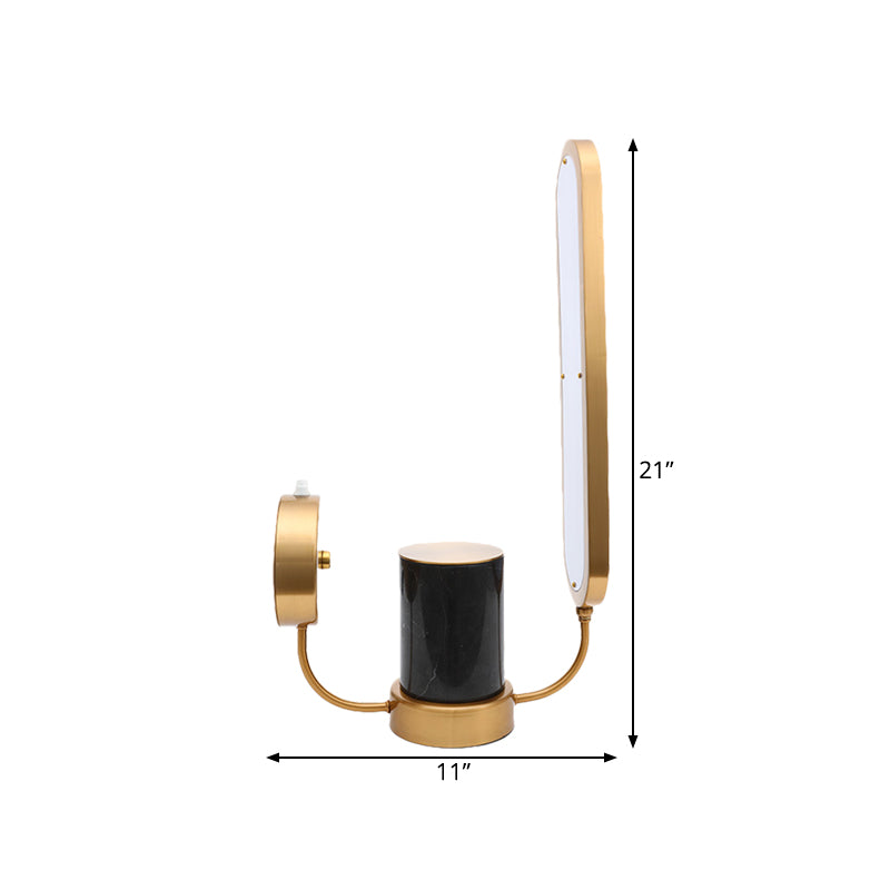 Arc Rectangular Metal Desk Lighting Postmodern LED Gold Night Table Lamp with Acrylic Shade