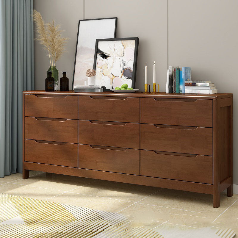 Contemporary Horizontal Double Dresser Wooden Storage Dresser for Bedroom