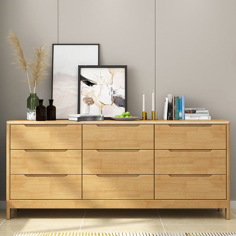 Contemporary Horizontal Double Dresser Wooden Storage Dresser for Bedroom