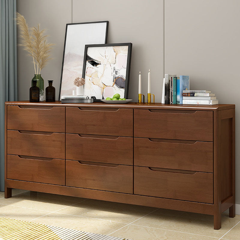 Contemporary Horizontal Double Dresser Wooden Storage Dresser for Bedroom