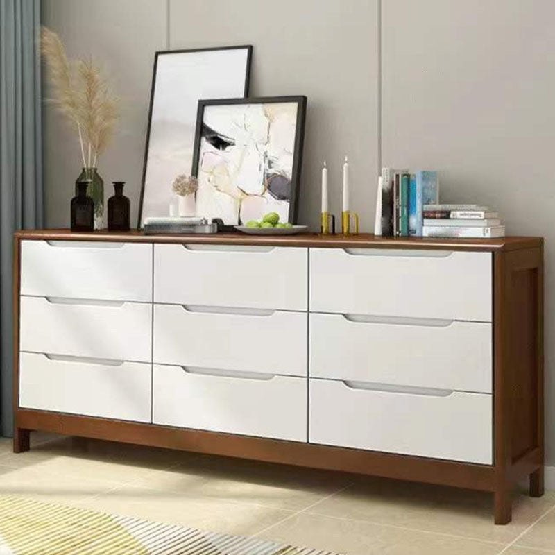 Contemporary Horizontal Double Dresser Wooden Storage Dresser for Bedroom