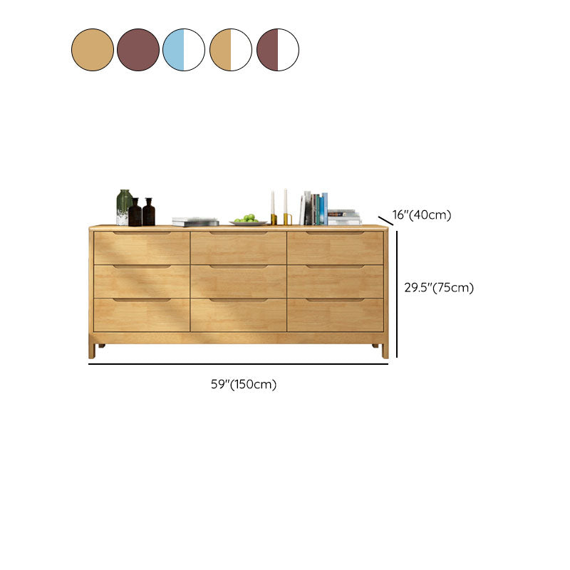 Contemporary Horizontal Double Dresser Wooden Storage Dresser for Bedroom