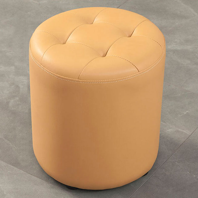 Modern Orange Pouf Water Resistant Round Pouf for Living Room