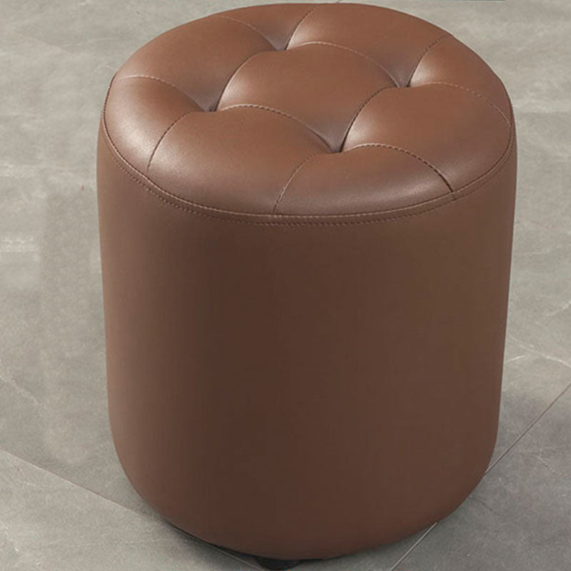 Modern Orange Pouf Water Resistant Round Pouf for Living Room