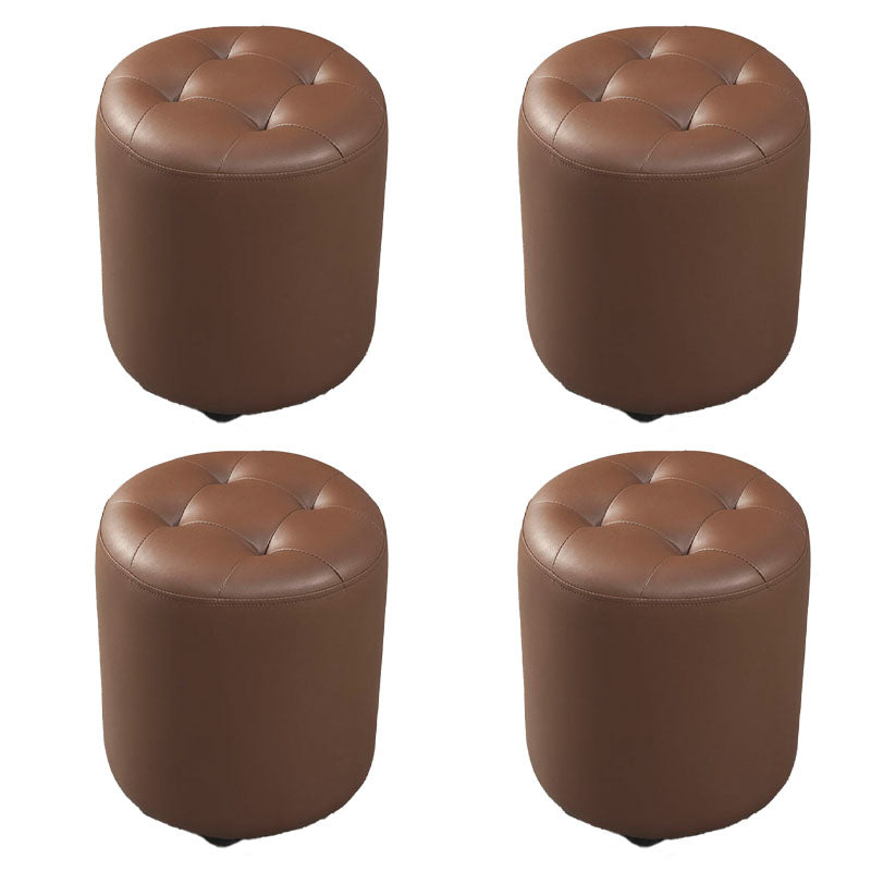 Modern Orange Pouf Water Resistant Round Pouf for Living Room