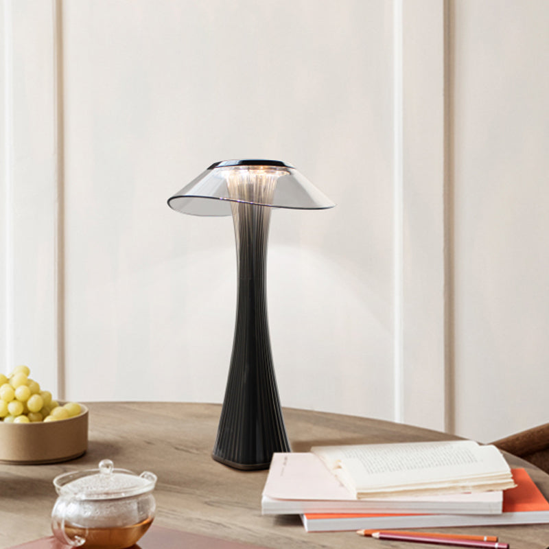 Pequeña iluminación de escritorio de cintura bonita lámpara de mesa gris acrílica contemporánea