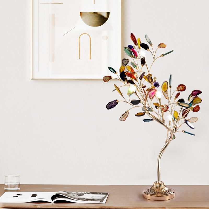 Flower Branch Shaped Acrylic Table Lighting Contemporary LED Rose Gold Desk Lamp
