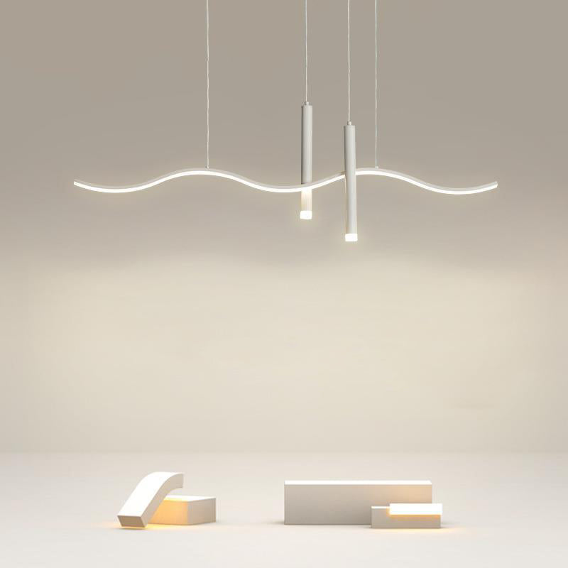 3-Light White Modernism Kitchen Island Lighting LED Metallic Ceiling Light