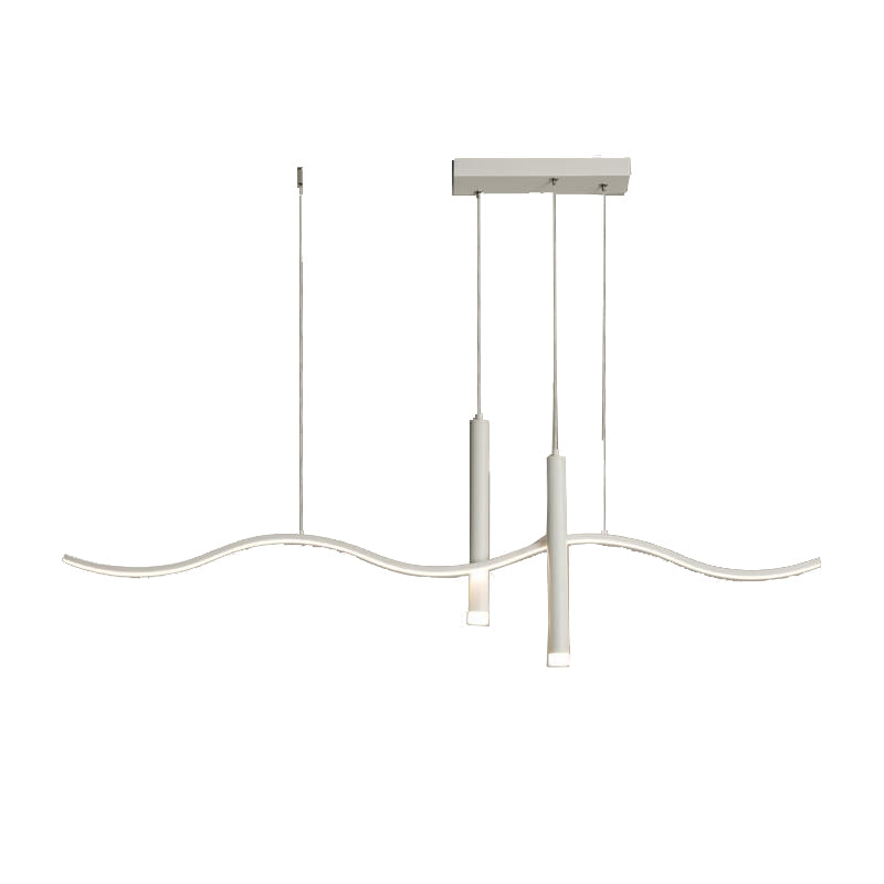 3-Light White Modernism Kitchen Island Lighting LED Metallic Ceiling Light