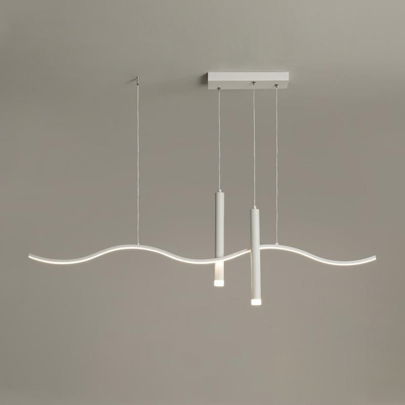 3-Light White Modernism Kitchen Island Lighting LED Metallic Ceiling Light