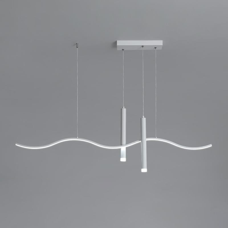 3-Light White Modernism Kitchen Island Lighting LED Metallic Ceiling Light