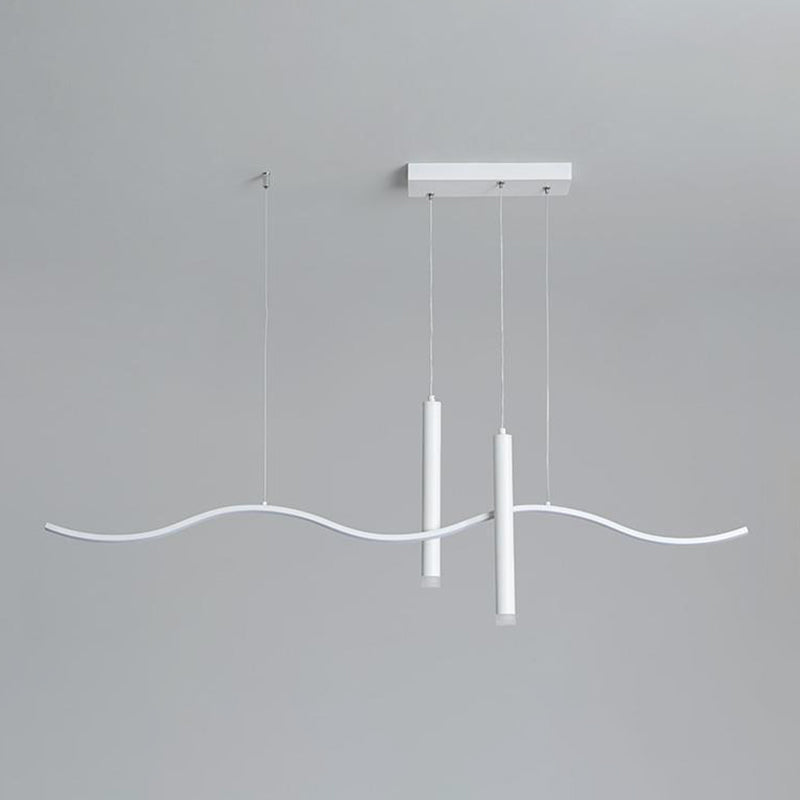 3-Light White Modernism Kitchen Island Lighting LED Metallic Ceiling Light