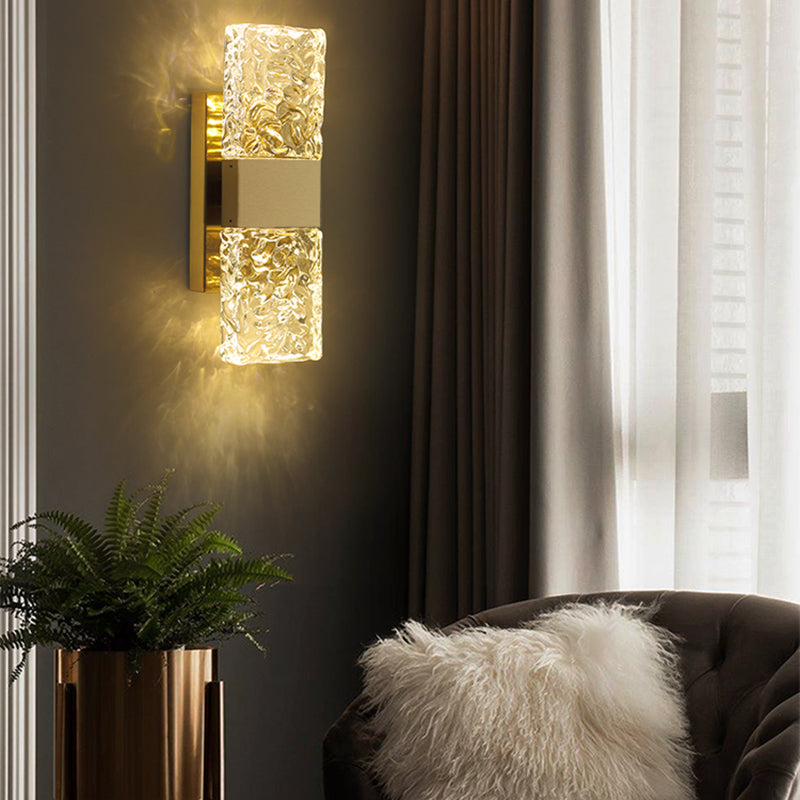 Contemporary Glass Shade Wall Sconce Lighting Rectangle Shade Wall Lamp for Bedroom