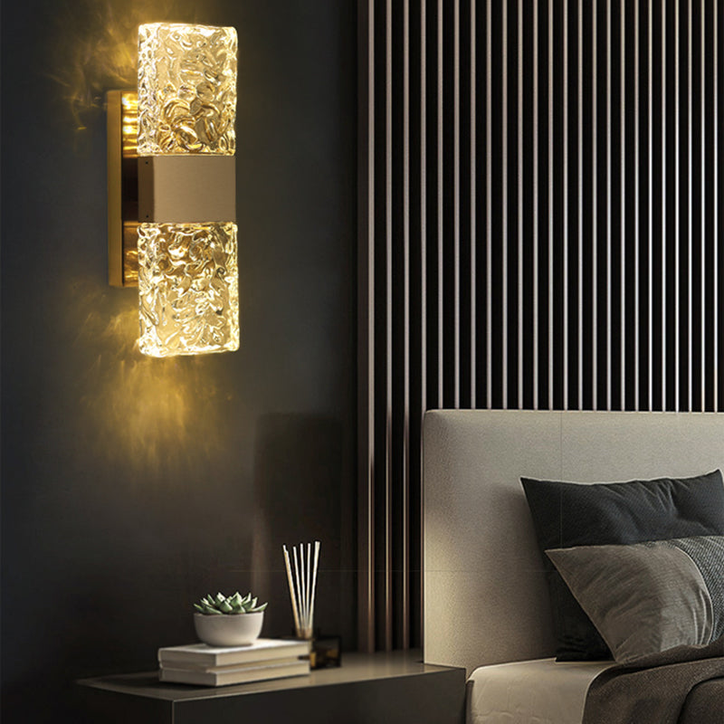 Contemporary Glass Shade Wall Sconce Lighting Rectangle Shade Wall Lamp for Bedroom