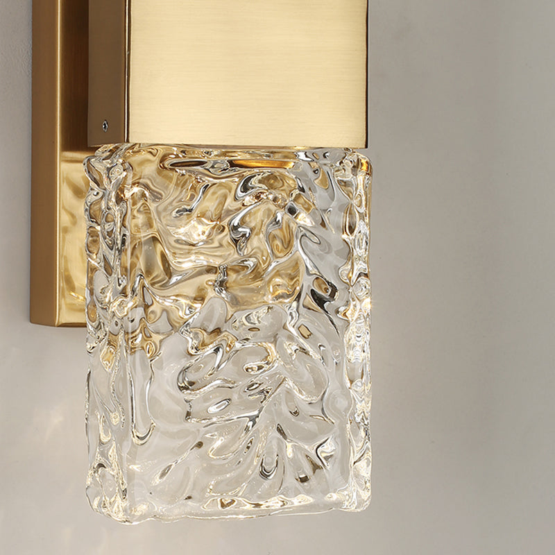 Contemporary Glass Shade Wall Sconce Lighting Rectangle Shade Wall Lamp for Bedroom