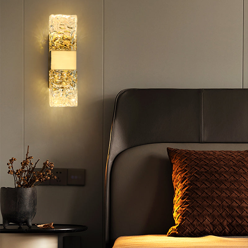 Contemporary Glass Shade Wall Sconce Lighting Rectangle Shade Wall Lamp for Bedroom