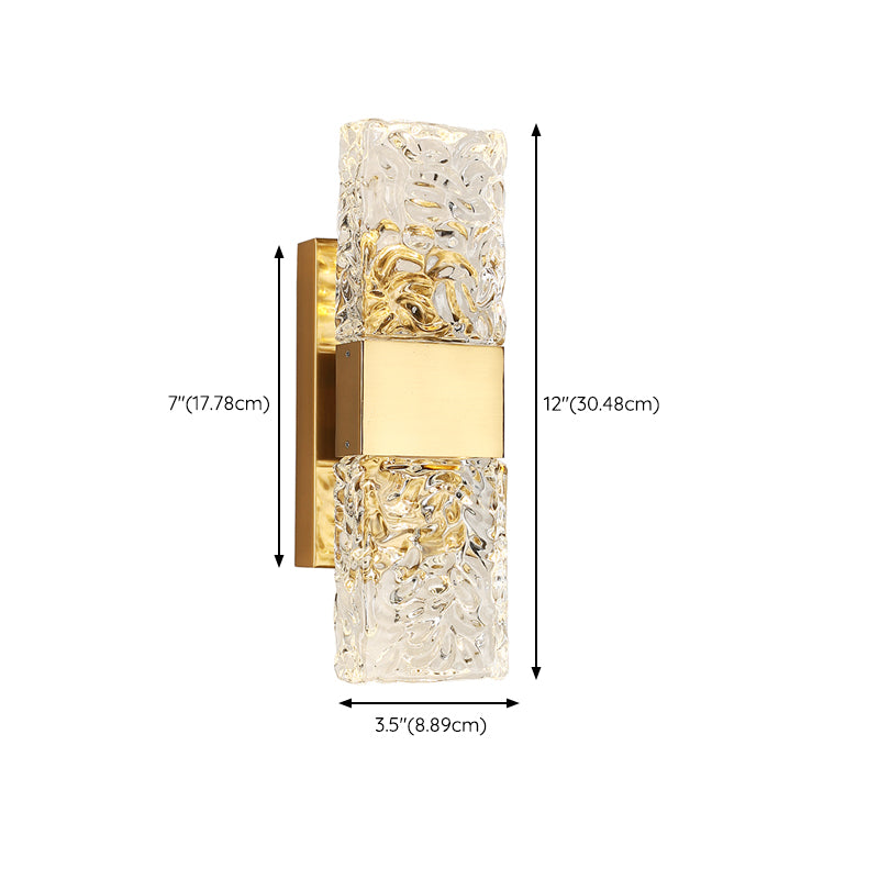 Contemporary Glass Shade Wall Sconce Lighting Rectangle Shade Wall Lamp for Bedroom