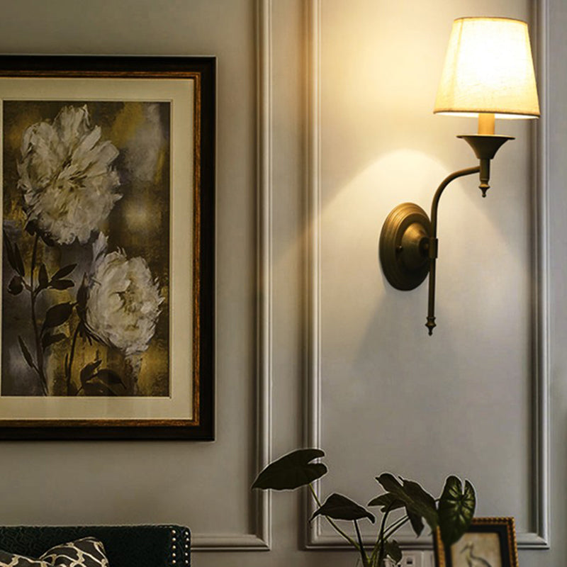 Modernism Fabric Shade Wall Mounted Sconce 1-Light Wall Lighting for Foyer