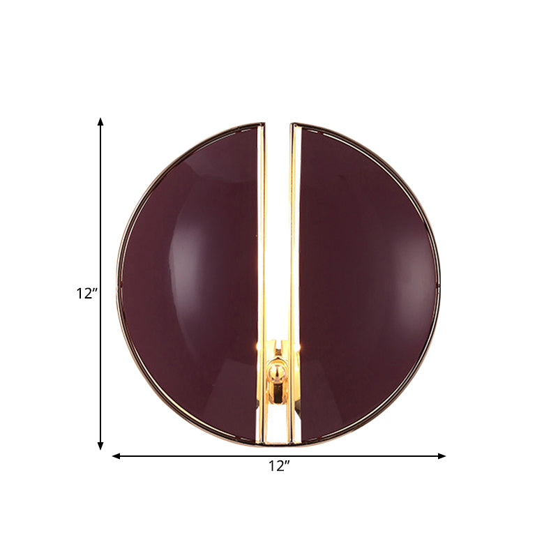 Spaced Dome Hallway Wall Sconce Light Metal 1-Light Contemporary Wall Mounted Lamp Fixture in Purple