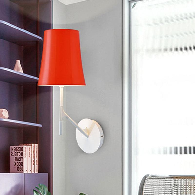 Orange and White Barrel Wall Mount Light Modernism 1 Head Metallic Sconce Lamp for Living Room