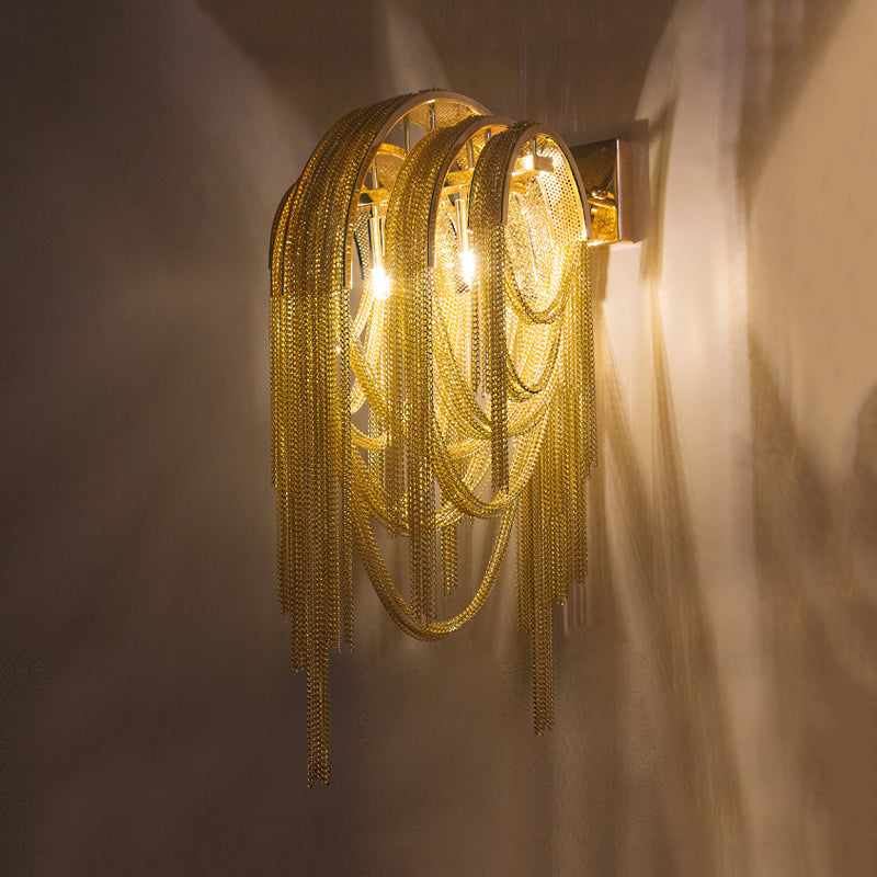 Gold Finish Tassels Wall Sconce Lighting Modernist 2 Heads Aluminum LED Wall Mount Lamp
