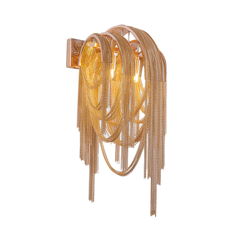 Gold Finish Tassels Wall Sconce Lighting Modernist 2 Heads Aluminum LED Wall Mount Lamp